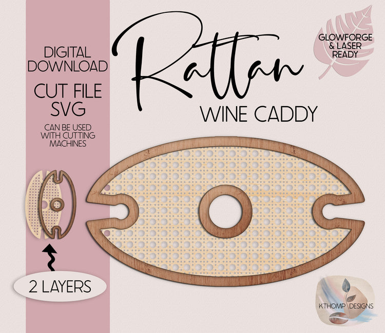 Laser Cut Rattan Wine Caddy design, Instant Digital Download, Laser Cut File, Glowforge File, Glowforge Tested, Cricut, SVG