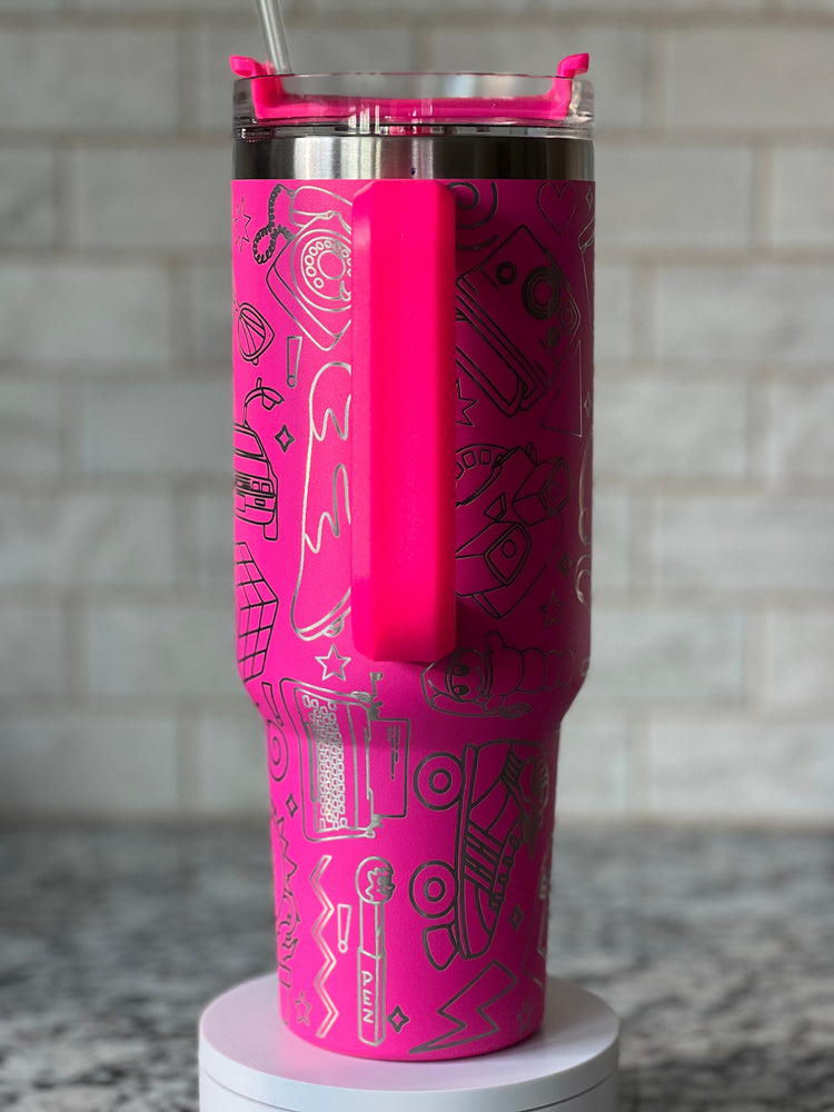 Awesome 80's Vibe Tumbler Wrap SVG | 40oz Laser Engraving File | Rotary Ready Digital Design | Graduation Wedding SVG