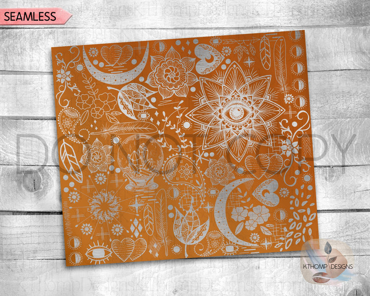 Boho Love Tumbler Wrap SVG | 20oz Skinny Laser Engraving File | Rotary Ready Digital Design | Zodiac Boho SVG