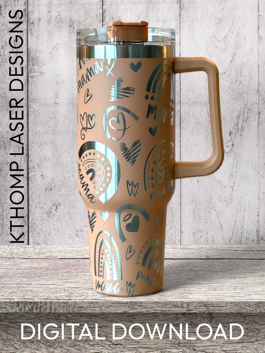 Rainbow Mama Tumbler Wrap SVG | 40oz Laser Engraving File | Rotary Ready Digital Design | Support Awareness SVG