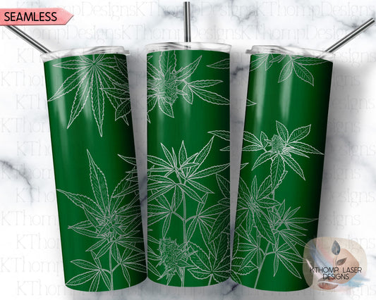 Cannabis Tumbler Wrap SVG | 20oz Skinny Laser Engraving File | Rotary Engrave Digital Design | Floral SVG Design