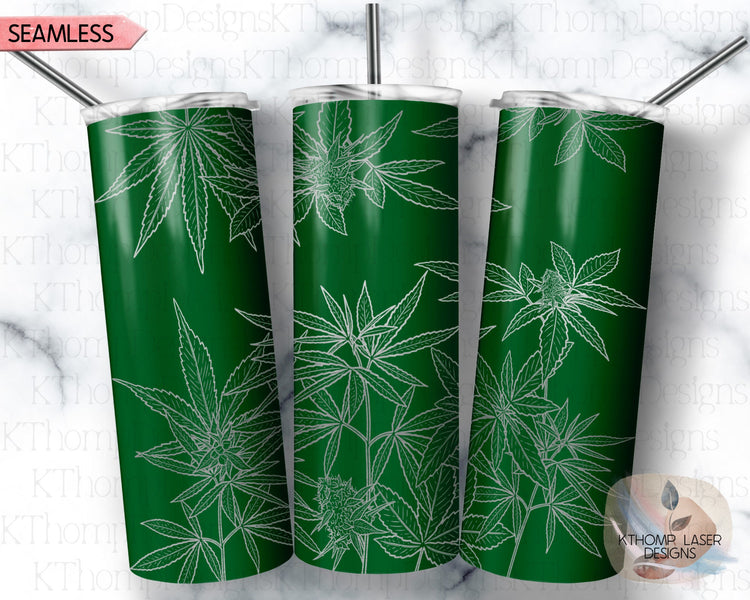 Cannabis Tumbler Wrap SVG | 20oz Skinny Laser Engraving File | Rotary Engrave Digital Design | Floral SVG Design