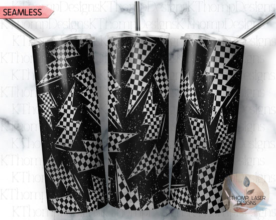 Checkered Flag Bolt Tumbler Wrap SVG | 20oz Skinny Laser Engraving File | Rotary Ready Digital Design | Career Gift SVG