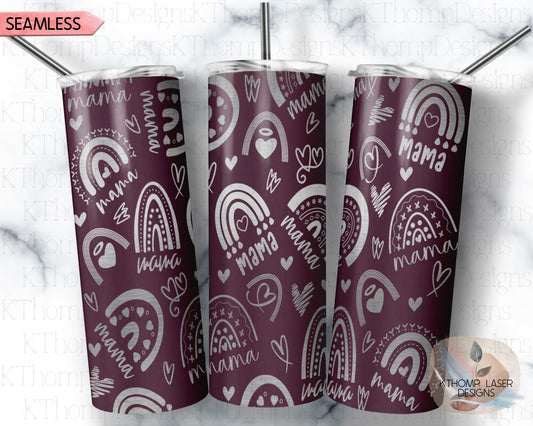 Rainbow Mama Tumbler Wrap SVG | 20oz Skinny Laser Engraving File | Rotary Ready Digital Design | Support Awareness SVG