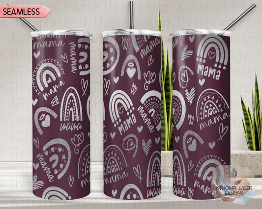 Rainbow Mama Tumbler Wrap SVG | 20oz Skinny Laser Engraving File | Rotary Ready Digital Design | Support Awareness SVG