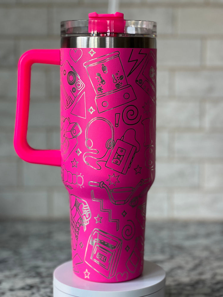 Awesome 80's Vibe Tumbler Wrap SVG | 40oz Laser Engraving File | Rotary Ready Digital Design | Graduation Wedding SVG