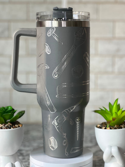 Tools Tumbler Wrap SVG | 40oz Laser Engraving File | Rotary Ready Digital Design | Career Gift SVG