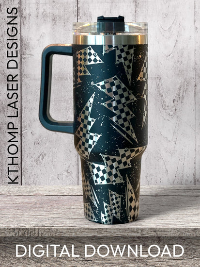 Checkered Flag Bolt Tumbler Wrap SVG | 40oz Laser Engraving File | Rotary Ready Digital Design | Career Gift SVG