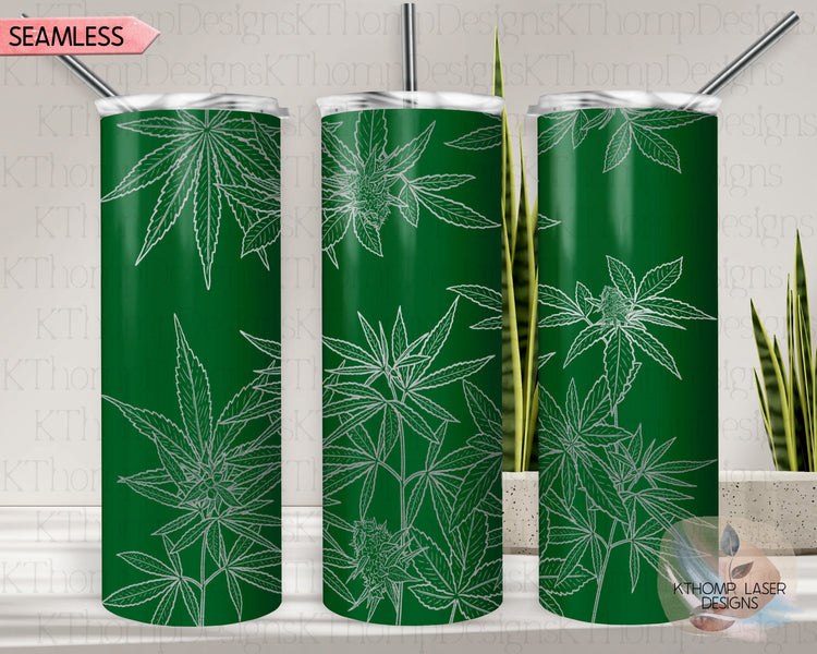 Cannabis Tumbler Wrap SVG | 20oz Skinny Laser Engraving File | Rotary Engrave Digital Design | Floral SVG Design