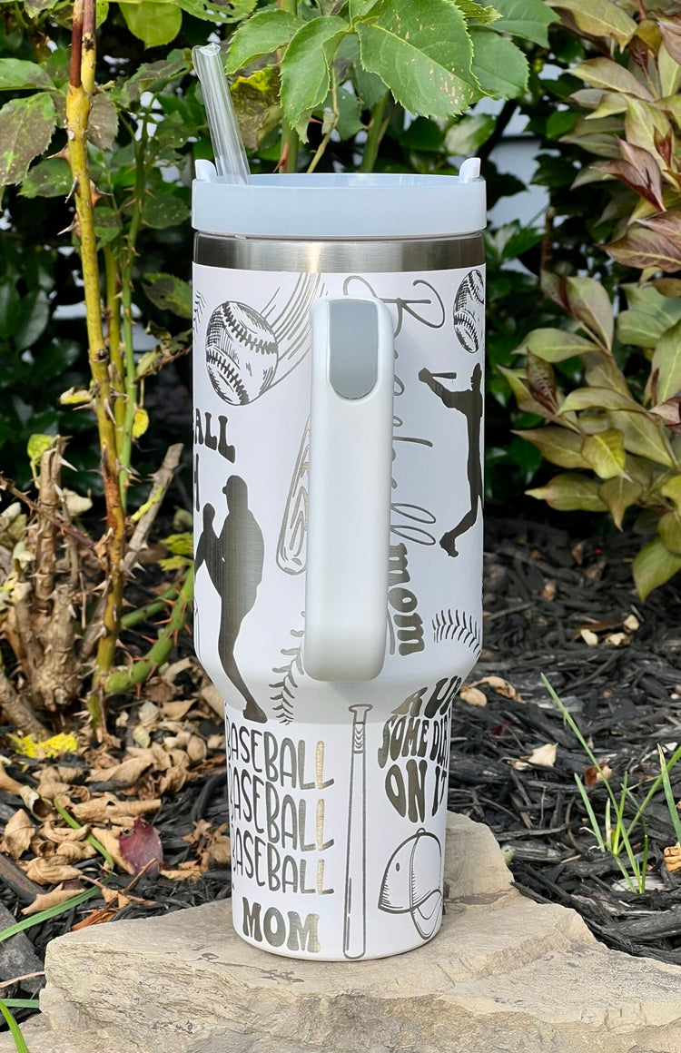 Baseball Mom Tumbler Wrap SVG | 40oz Laser Engraving File | Rotary Ready Digital Design | Mom Life SVG