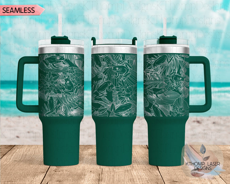Tree Frogs Top Tumbler Wrap SVG | 40oz Laser Engraving File | Rotary Ready Digital Design | Jungle Theme SVG