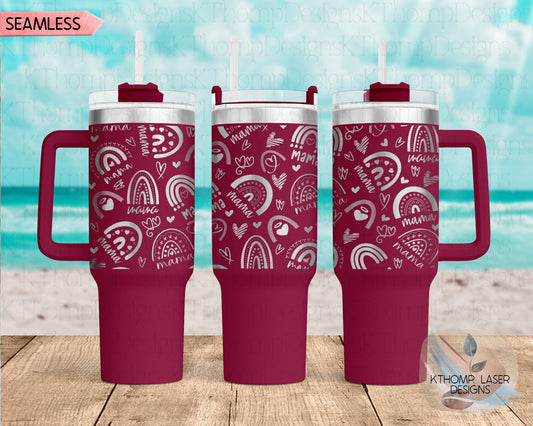 Rainbow Mama Top Tumbler Wrap SVG | 40oz Laser Engraving File | Rotary Ready Digital Design | Support Awareness SVG