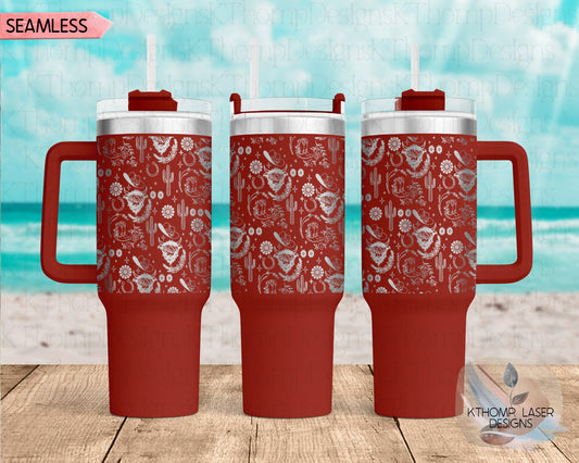 Highland Cow Western Top Tumbler Wrap SVG | 40oz Laser Engraving File | Rotary Ready Digital Design | Western Farm SVG
