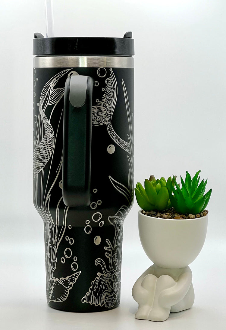 Mermaids Tumbler Wrap SVG | 40oz Laser Engraving File | Rotary Ready Digital Design | Fantasy Magic SVG