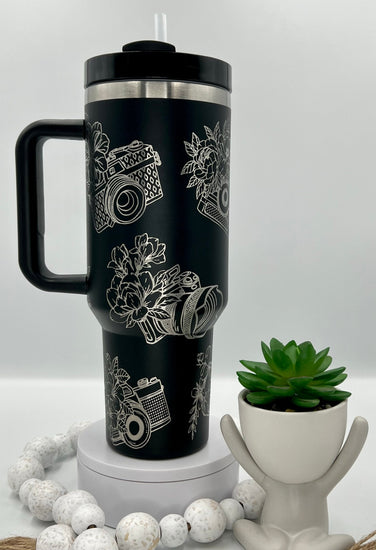 Floral Photography Tumbler Wrap SVG | 40oz Laser Engraving File | Rotary Ready Digital Design | Career Gift SVG