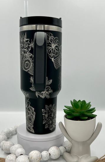 Floral Photography Tumbler Wrap SVG | 40oz Laser Engraving File | Rotary Ready Digital Design | Career Gift SVG