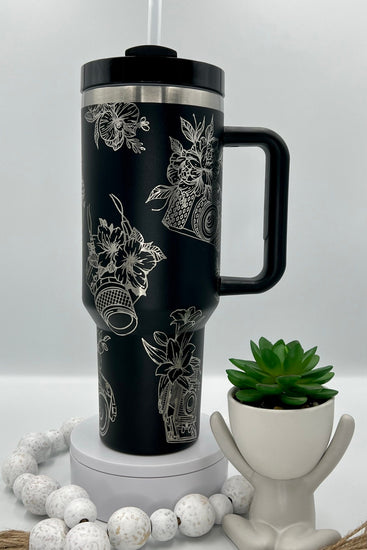 Floral Photography Tumbler Wrap SVG | 40oz Laser Engraving File | Rotary Ready Digital Design | Career Gift SVG