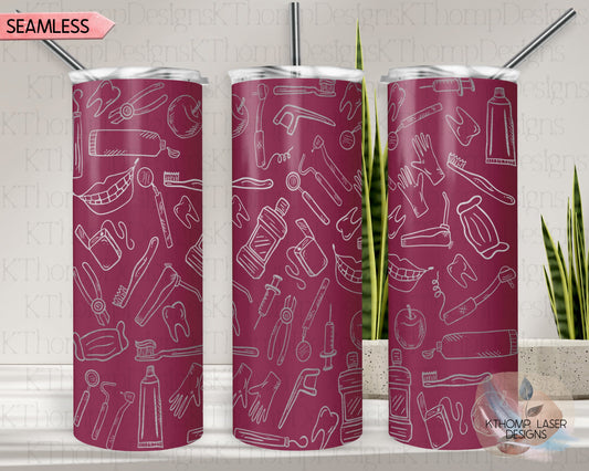 Dentist Tumbler Wrap SVG | 20oz Skinny Laser Engraving File | Rotary Ready Digital Design | Career Gift SVG