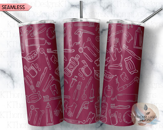 Dentist Tumbler Wrap SVG | 20oz Skinny Laser Engraving File | Rotary Ready Digital Design | Career Gift SVG