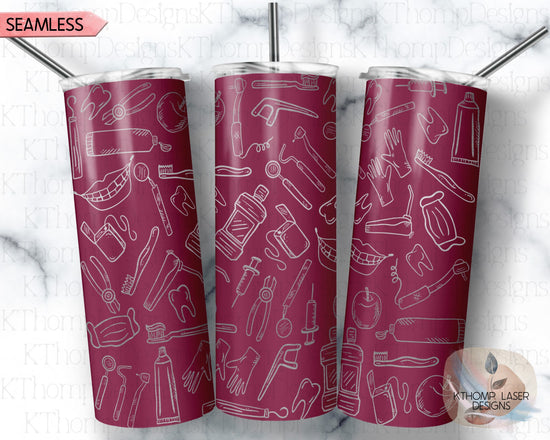 Dentist Tumbler Wrap SVG | 20oz Skinny Laser Engraving File | Rotary Ready Digital Design | Career Gift SVG