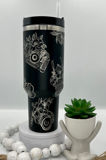 Floral Photography Tumbler Wrap SVG | 40oz Laser Engraving File | Rotary Ready Digital Design | Career Gift SVG