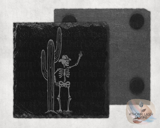 Cowboy Skeleton SVG, Hat Patch SVG, Slate Coaster design, Laser Cut File, Digital Download, SVG