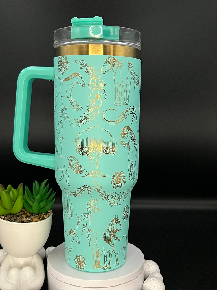 Horses Country Western Horse Tumbler Wrap SVG | 40oz Laser Engraving File | Rotary Ready Digital Design | Pet Lover Gift