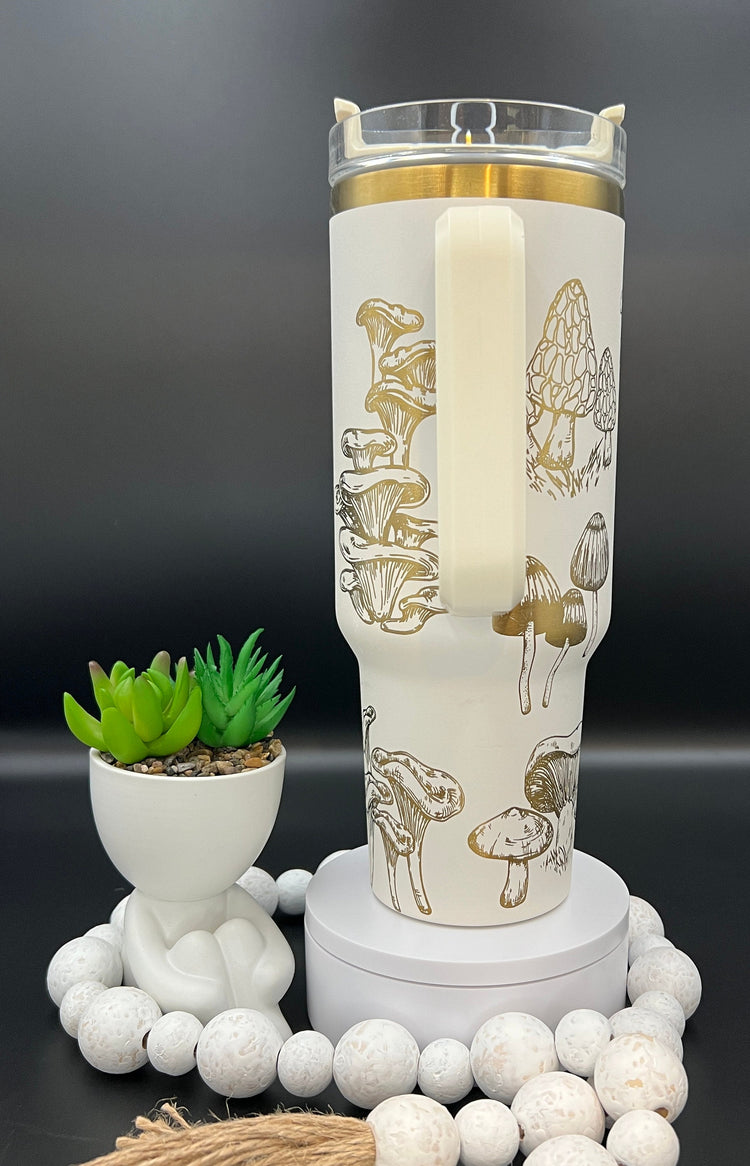 Mushroom Garden Tumbler Wrap SVG | 40oz Laser Engraving File | Rotary Ready Digital Design | Foodie SVG