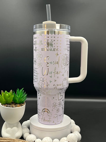 Social Worker Mental Health Tumbler Wrap SVG | 40oz Laser Engraving File | Rotary Ready Digital Design | Career Gift SVG