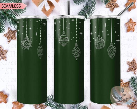 Christmas Ornaments Holiday Tumbler Wrap SVG | 20oz Skinny Laser Engraving File | Rotary Ready Digital Design | Seasonal SVG
