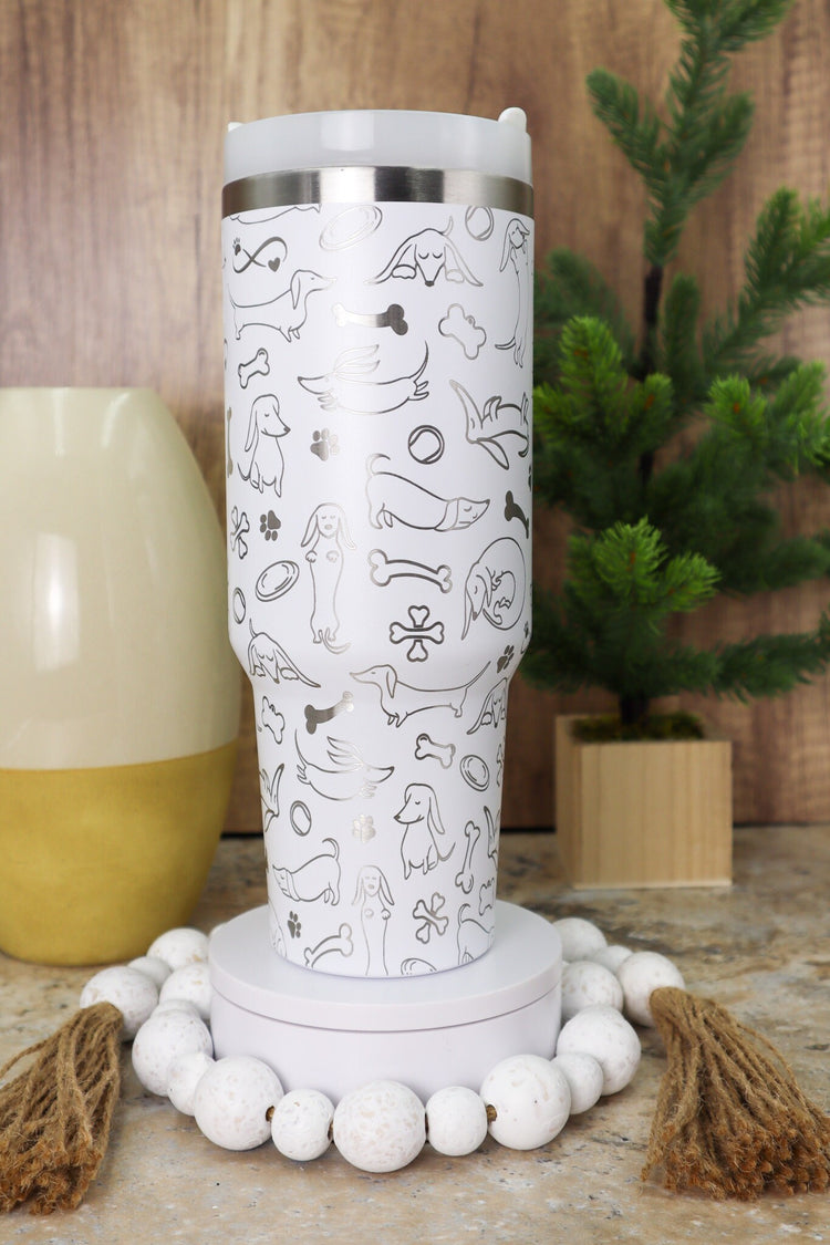 Doodle Dachshunds Tumbler Wrap SVG | 40oz Laser Engraving File | Rotary Engrave Digital Design | Dog Lover Gift