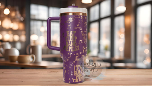 Band Mom Tumbler Wrap SVG | 40oz Laser Engraving File | Rotary Ready Digital Design | Mom Life SVG