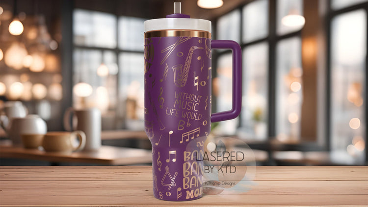 Band Mom Tumbler Wrap SVG | 40oz Laser Engraving File | Rotary Ready Digital Design | Mom Life SVG