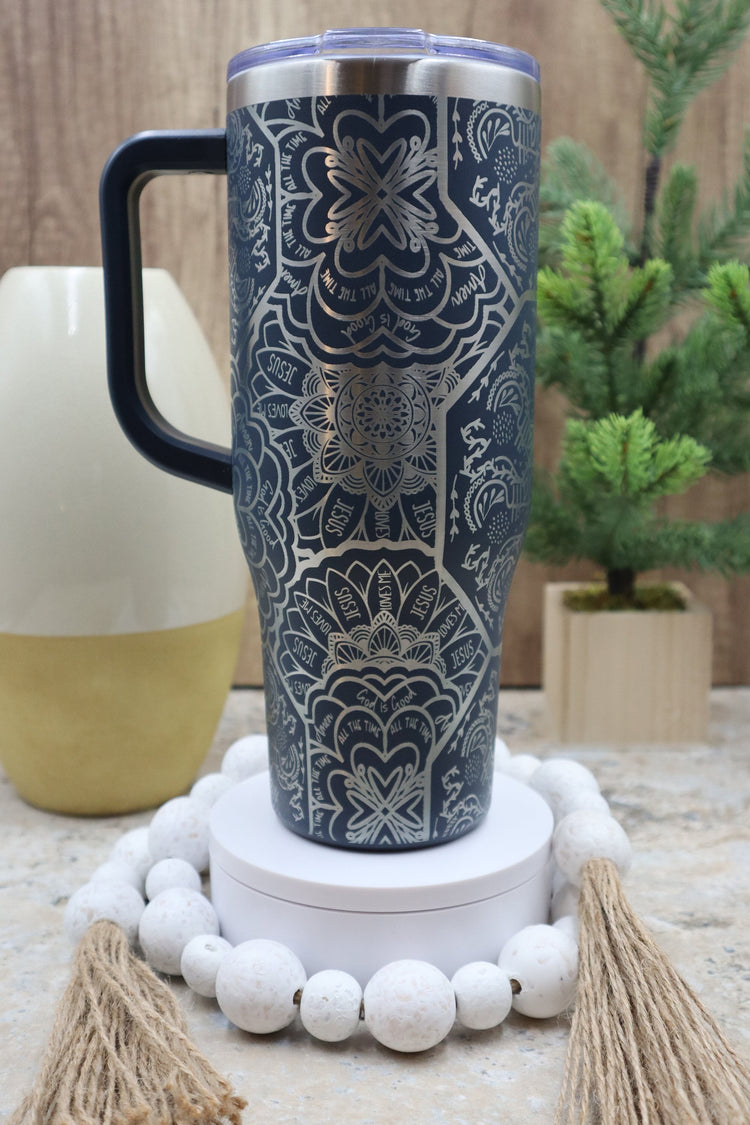 Faith Mandala Jesus Mandala Tumbler Wrap SVG | 40oz Laser Engraving File | Rotary Ready Digital Design | Support Awareness SVG