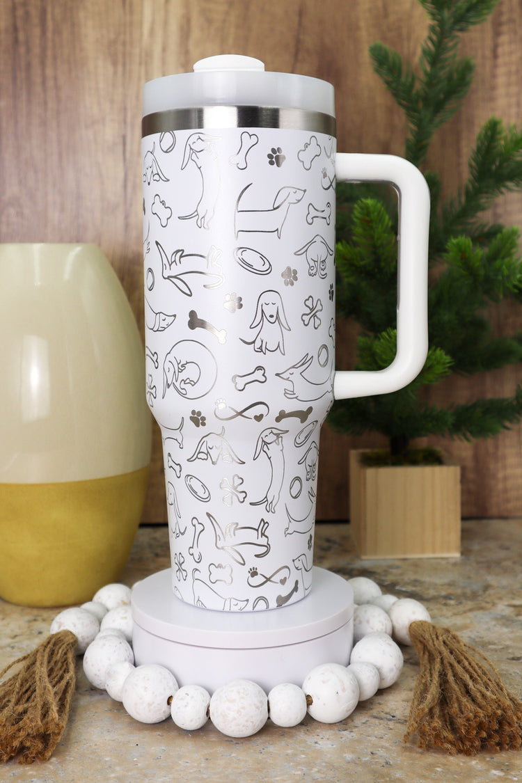 Doodle Dachshunds Tumbler Wrap SVG | 40oz Laser Engraving File | Rotary Engrave Digital Design | Dog Lover Gift