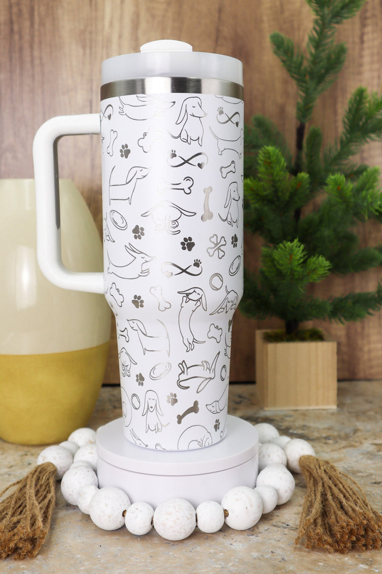 Doodle Dachshunds Tumbler Wrap SVG | 40oz Laser Engraving File | Rotary Engrave Digital Design | Dog Lover Gift