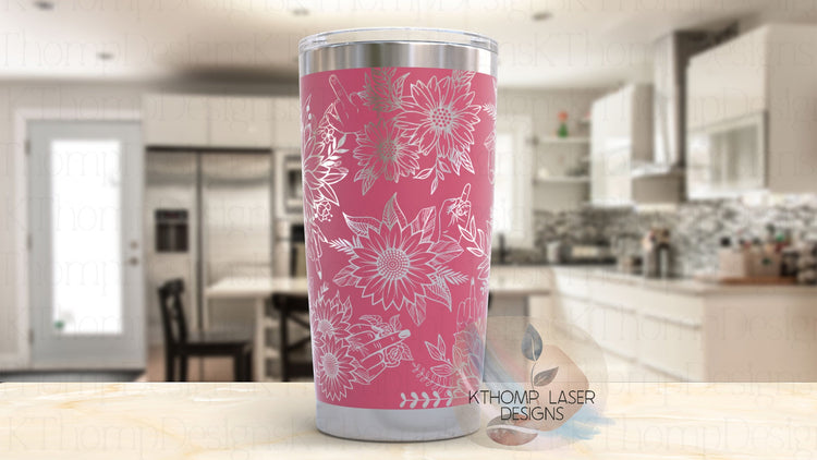 Sunflowers F You Middle Finger Tumbler Wrap SVG | 20oz and 30oz Laser Engraving File | Rotary Ready Digital Design | Sassy Coffee SVG