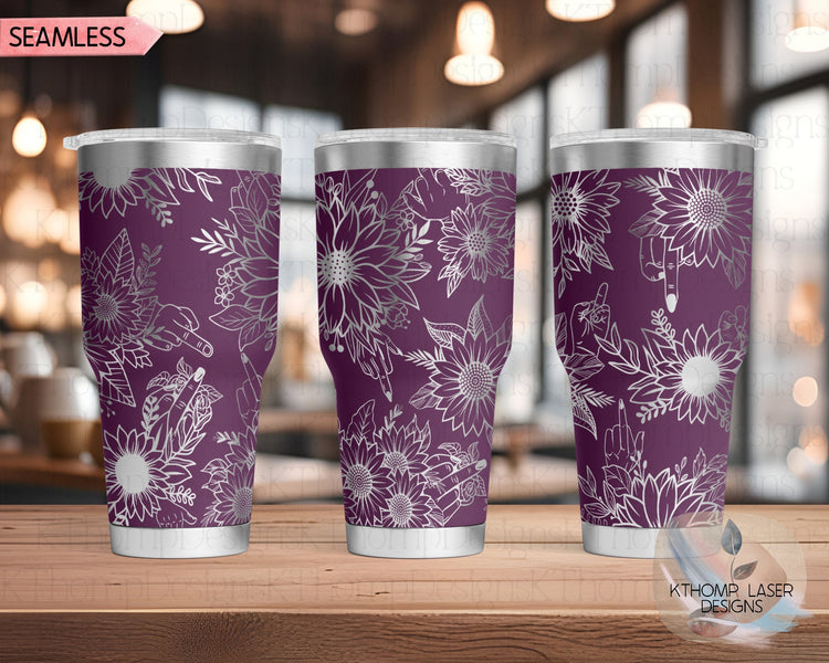 Sunflowers F You Middle Finger Tumbler Wrap SVG | 20oz and 30oz Laser Engraving File | Rotary Ready Digital Design | Sassy Coffee SVG