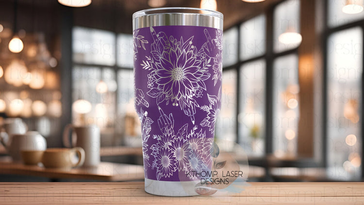Sunflowers F You Middle Finger Tumbler Wrap SVG | 20oz and 30oz Laser Engraving File | Rotary Ready Digital Design | Sassy Coffee SVG