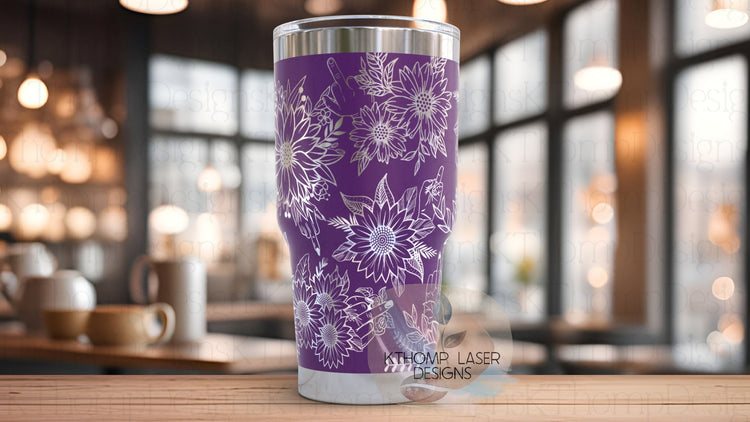 Sunflowers F You Middle Finger Tumbler Wrap SVG | 20oz and 30oz Laser Engraving File | Rotary Ready Digital Design | Sassy Coffee SVG