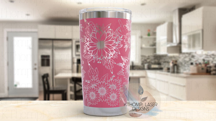 Sunflowers F You Middle Finger Tumbler Wrap SVG | 20oz and 30oz Laser Engraving File | Rotary Ready Digital Design | Sassy Coffee SVG