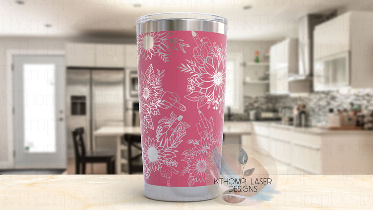 Sunflowers F You Middle Finger Tumbler Wrap SVG | 20oz and 30oz Laser Engraving File | Rotary Ready Digital Design | Sassy Coffee SVG