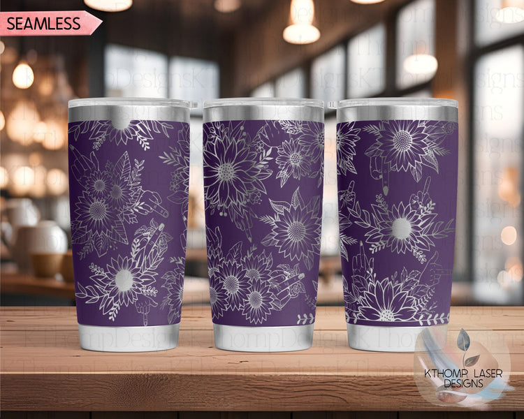 Sunflowers F You Middle Finger Tumbler Wrap SVG | 20oz and 30oz Laser Engraving File | Rotary Ready Digital Design | Sassy Coffee SVG