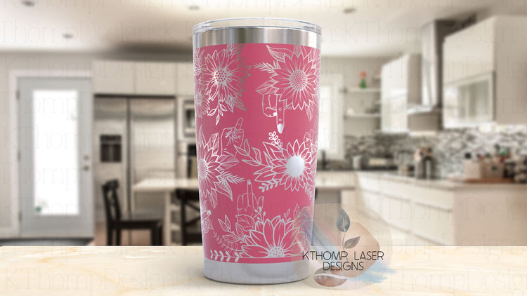Sunflowers F You Middle Finger Tumbler Wrap SVG | 20oz and 30oz Laser Engraving File | Rotary Ready Digital Design | Sassy Coffee SVG
