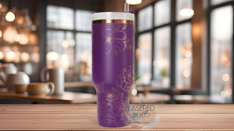 Carnations Lily of the Valley & Violets Tumbler Wrap SVG | 40oz Laser Engraving File | Rotary Engrave Digital Design | Floral SVG Design