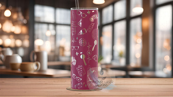 Optometry Optometrist Ophthalmologist Tumbler Wrap SVG | 20oz Skinny Laser Engraving File | Rotary Ready Digital Design | Career Gift SVG