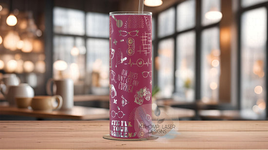 Optometry Optometrist Ophthalmologist Tumbler Wrap SVG | 20oz Skinny Laser Engraving File | Rotary Ready Digital Design | Career Gift SVG