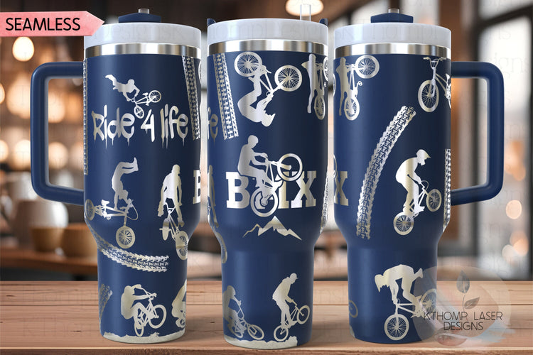 BMX Biker BMX Racing Tumbler Wrap SVG | 40oz Laser Engraving File | Rotary Ready Digital Design | Sports Fan Digital Design