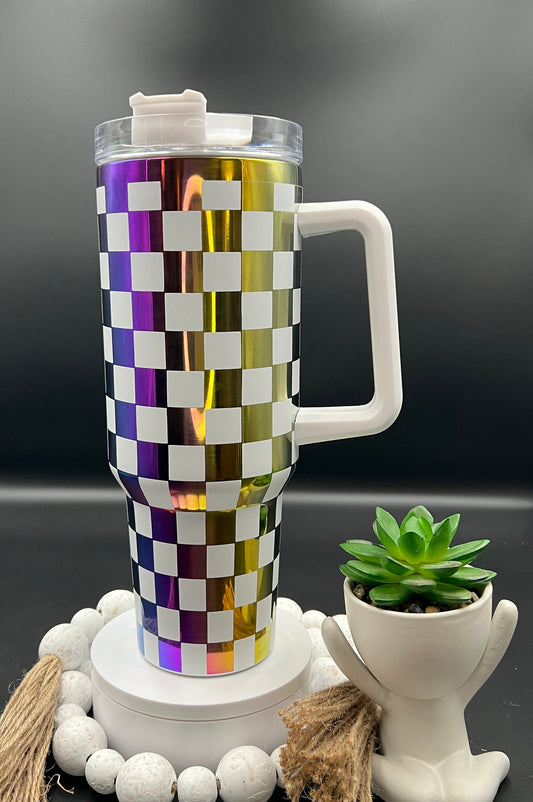 Checkerboard Pattern Tumbler Wrap SVG | 40oz Laser Engraving File | Rotary Ready Digital Background SVG