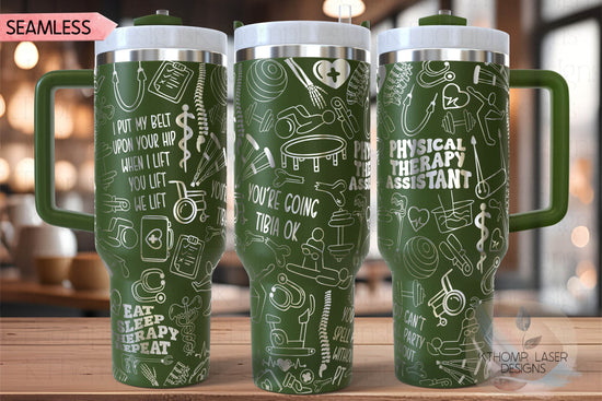 Physical Therapy Assistant Tumbler Wrap SVG | 40oz Laser Engraving File | Rotary Ready Digital Design | Career Gift SVG